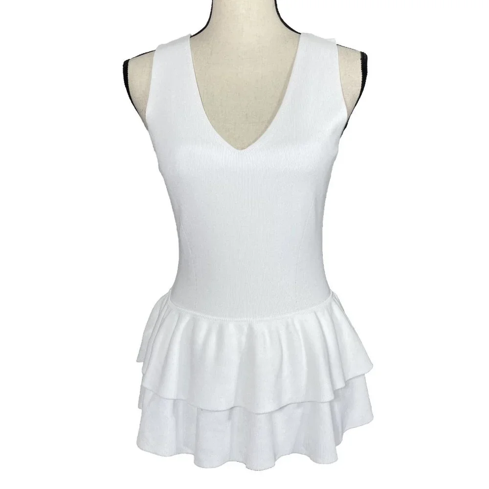 Lilly Pulitzer Cumberland White Peplum Top Womens S Sweater Knit Style 28008 - Picture 1 of 9